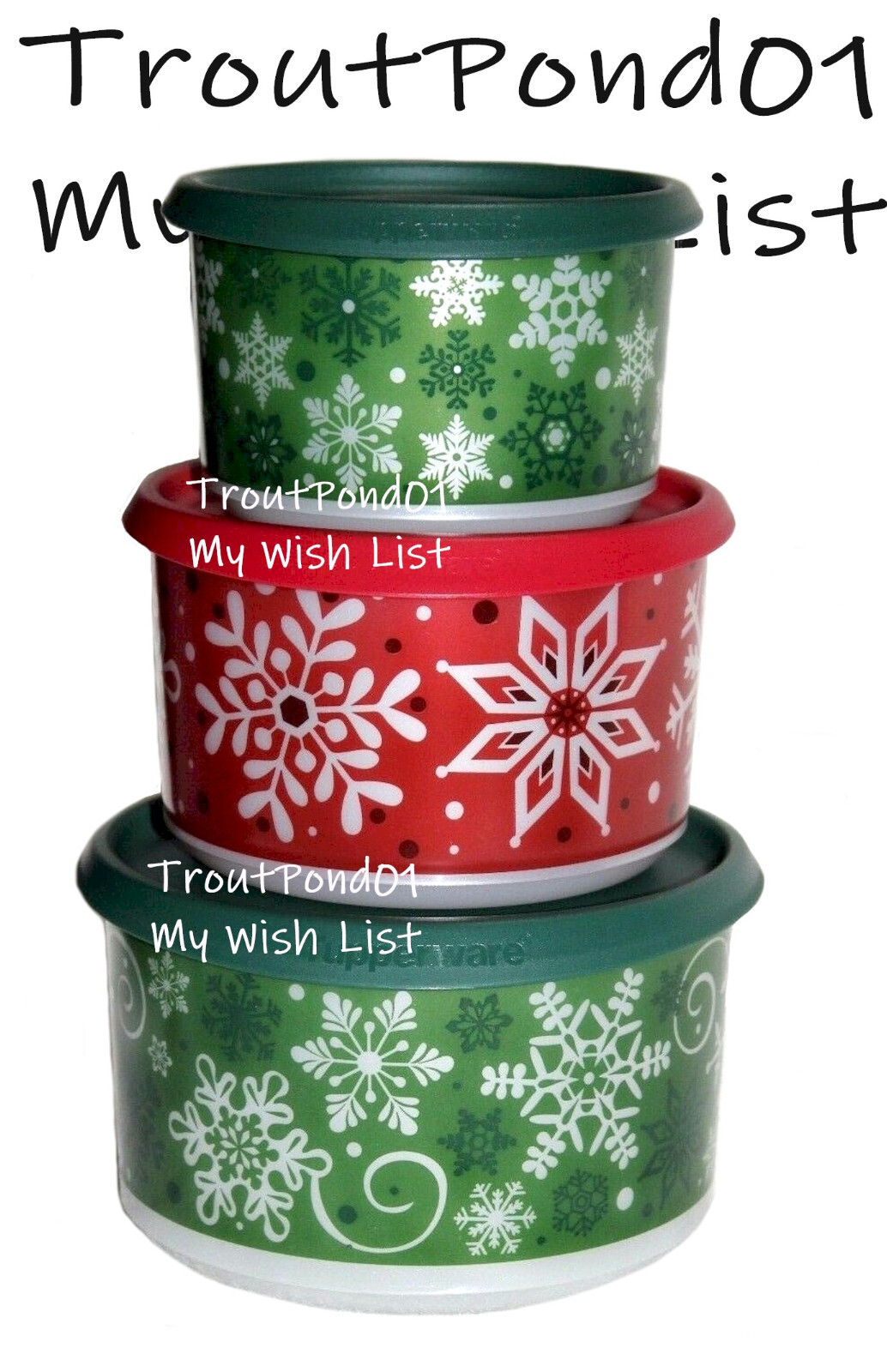 Tupperware New Christmas Canister Holiday Set Snow Place Gift Rare  Collection !