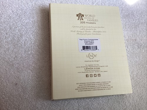 Lenox Ornament 2015 Pope Francis Commemorative Visit To United States NEW - Picture 2 of 7
