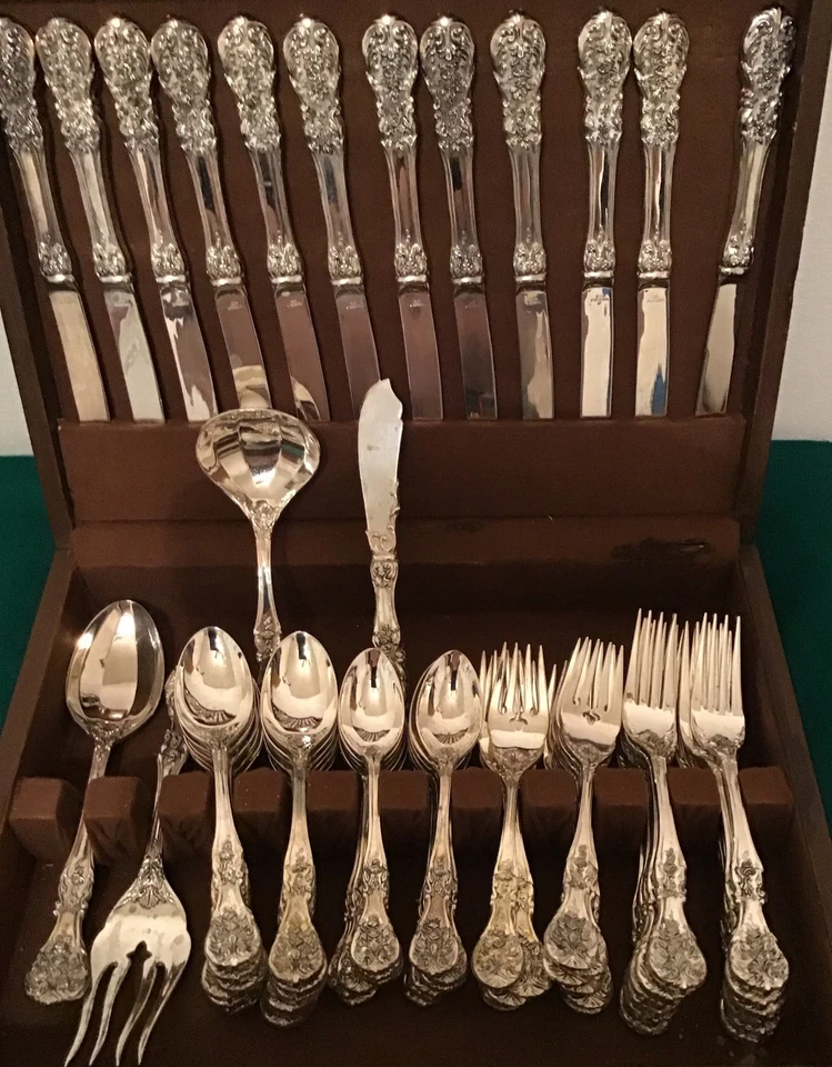 Винтажный набор столовых приборов FB Rogers & Sons French Rose 64 шт. с деревянным корпусом - Изображение 4 из 4