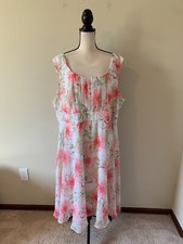 ROZ & ALI Women Size 24 Multicolor Floral Scoop Neck Sleeveless A Line Dress