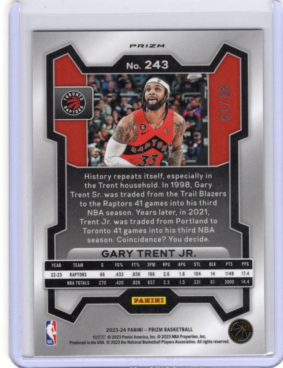 2023-24 Panini Prizm Gary Trent Jr. Red choice # 63/88