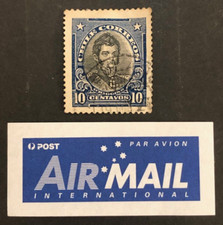 1911 Chile Correos 10 Centavos Bernardo O’Higgins + Unused Par Avion Sticker