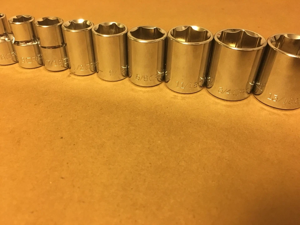 Craftsman Hand Tools Socket Set 3/8 Drive 11 pc Piece 6pt Point SAE Inch 1/4 7/8 - Image 3 of 4