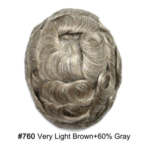 Mens Toupee Human Hair Systems Full Poly Thin Skin Hair Piece Replacement System - Picture 144 of 159