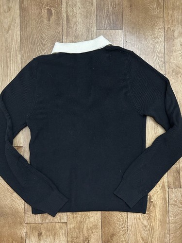 Top manga larga tejido fino cuello crema negro Mango para mujer M - Imagen 9 de 9
