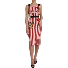 DOLCE & GABBANA Dress Red White Floral Sleeveless Sheath Midi IT36/US2/XS $5000