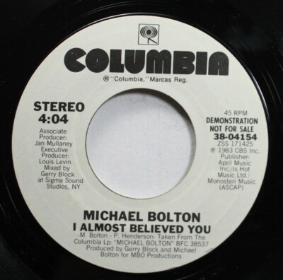 Pop Promo Nm! 45 Michael Boulton - I Almost Believed You / I Almost Believed You