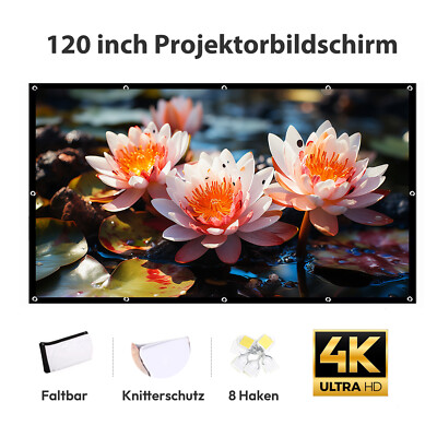 120'' Beamer Leinwand Projektorleinwand Faltbarer Projector Screen 16:9 HD +Haken
