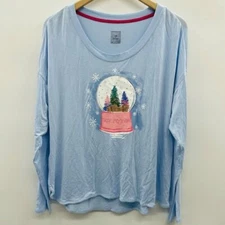 Jane & Bleecker Womens Size Small Long Sleeve Arctic Snow Globe Pajama Top 520