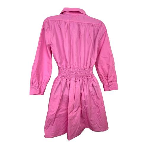 Zara Pink Poplin Shirt Dress 3/4 Sleeve Mini Dress Women’s UK Size XS - Picture 3 of 6