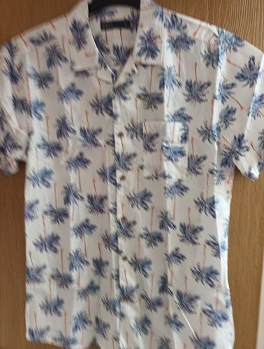Matalan Easy Mens S/S Shirt Size MEDIUM Tropical Palm Trees Cotton VGC - Imagen 6 de 14