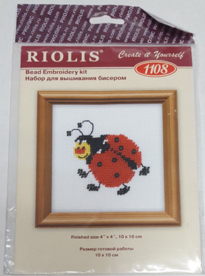 RIOLIS Ladybug Bead Embroidery Cross Stitch Kit 1108 NEW 4'' x 4'' Animal Ladybird