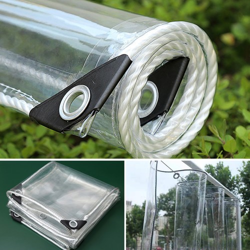 Clear Waterproof Thicken Tarpaulin Cover Heavy Duty PVC Tarp with Metal Grommets - Picture 2 of 24