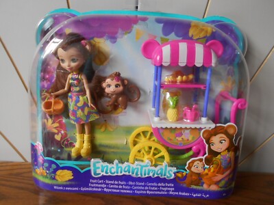 Merit Monkey & Compass Modepuppe Spielset & Haustier Enchantimals 2017 Obstwagen