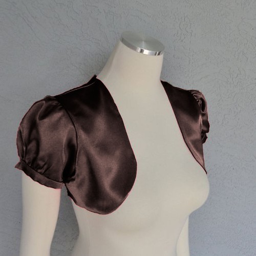 Satin Cropped Bolero Koti Kurzarm Damen Bolero Cardigan Bolero Jacke S109 - Bild 16 von 210