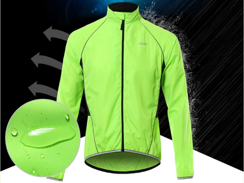 Men Cycling Rain Jacket Waterproof High Visibility Jerseys Running Top Rain Coat