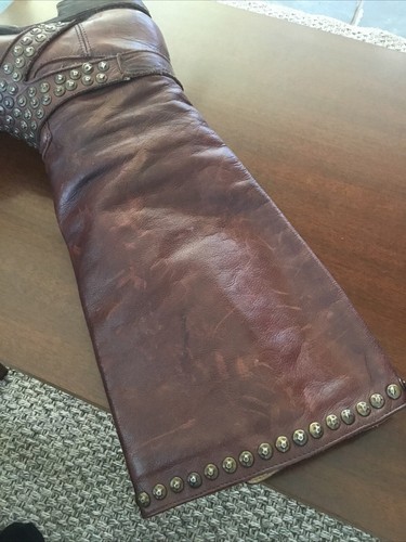 Frye Brown Leather Brass Studded Harness Boots Sz. 8.5 B (see full description) - Picture 11 of 11