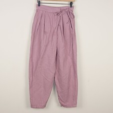 Joie Wilmont Cropped Cotton Linen Blend Pink Purple Tie Waist Tapered Pants Sz 6