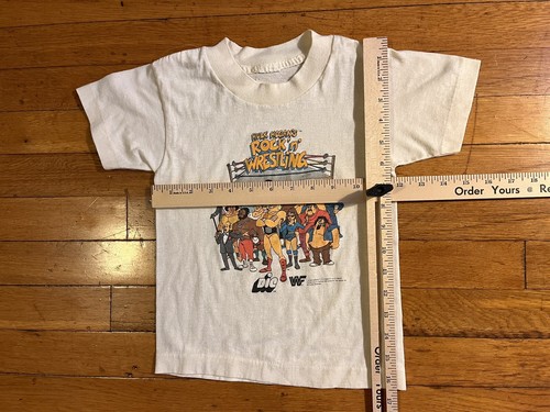 VINTAGE Hulk Hogan’s Rock N Wrestling WWF Shirt Youth 6-8 White Original 80s - Picture 9 of 12