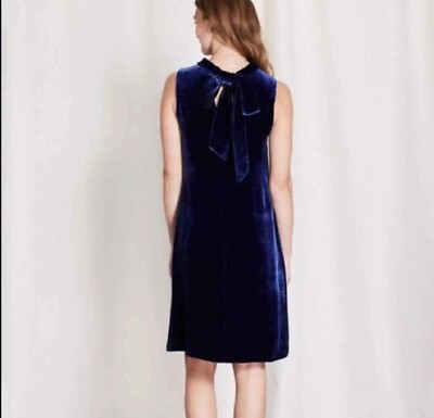 Boden Gabriella Black Velvet Tie Back Mini Silk Blend Dress | eBay