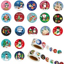 1000Pcs Christmas Stickers Roll 1 Inch Self Adhesive Christmas Stickers Chris...