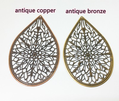 4pc antique bronze 64mm filigree iron pendants/wraps-5408 4pc antique bronze 64mm filigree iron pendants/wraps-5408