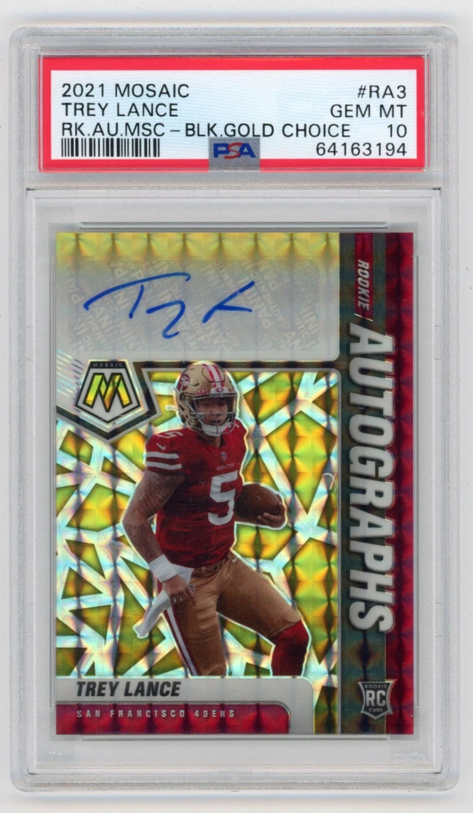 Trey Lance Panini Mosaic Rookie Autographs Mosaic #RA3 Black Gold Choice