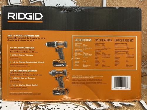 RIDGID 18V 2-Tool Combo Kit Brand New Sealed - Picture 2 of 6