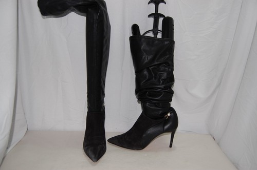 $1800❤️39/8.5 Hechas por ALEVI ITALIA Cuero Elástico Sobre la Rodilla Tacones Hasta el Muslo Botas - Imagen 12 de 15