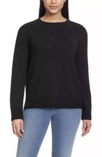 Ella Moss Women's Cozy Knit Crew Neck Sweater, Black Size L