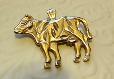 14k massives Gold Milchkuh Tier Charm Anhänger von M Anthony ((503))
