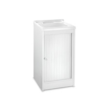 Mobile lavatoio a serrandina in Pvc Bianco 50x50 cm con vasca in resina