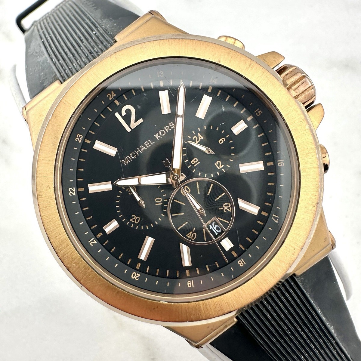 Michael Kors Oversized Dylan Rose Gold-Tone Silicone Watch MK8184