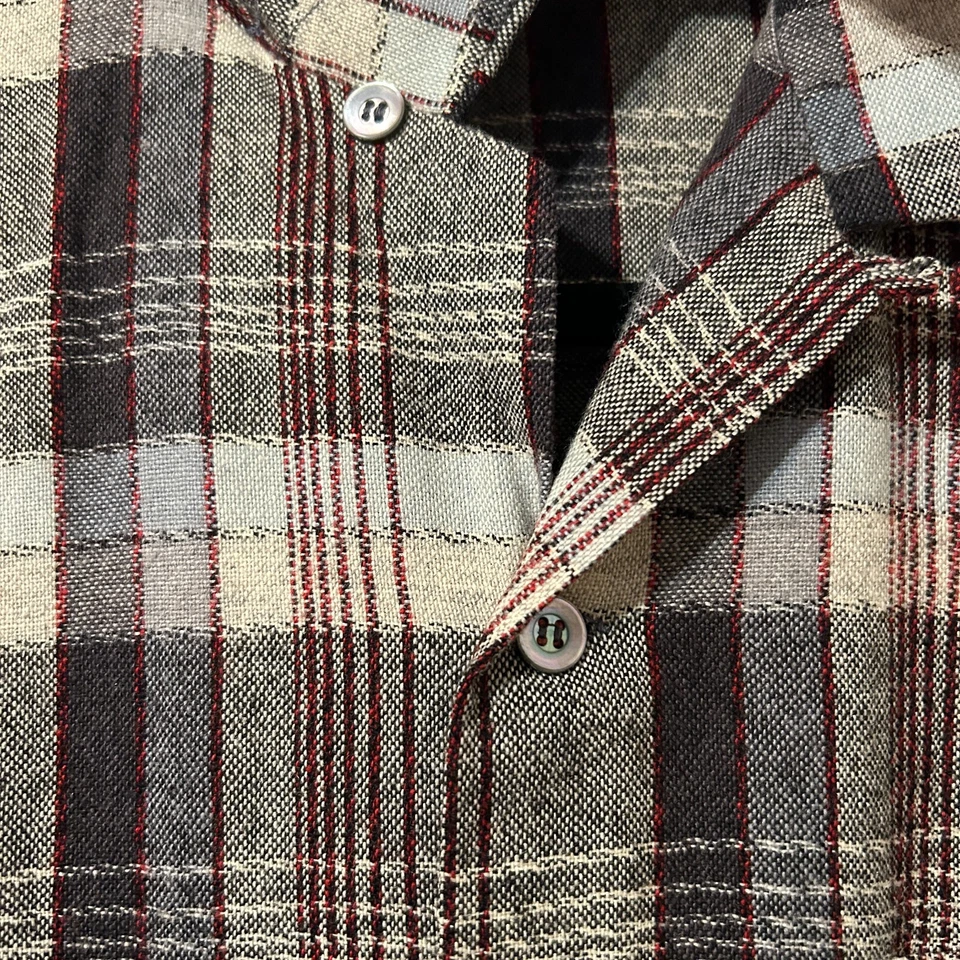 复古 20 世纪 50 年代 McGregor 格子羊毛混纺口袋纽扣衬衫环领 Rockabilly — 第 4/4 张图片