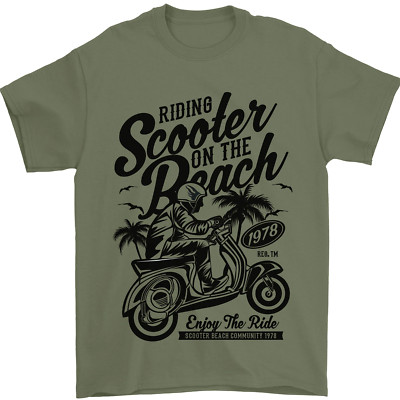 Scooter Am Strand MOD Herren Maglietta 100% Baumwolle