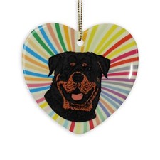 Rottweiler Heart Ornament - Ceramic