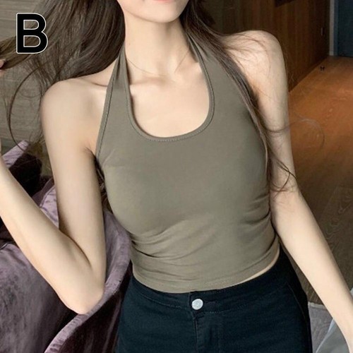 Tank Top, Backless with Built-in Bra Pads Sling Vest Top Q9C7 Y5T3 X1V3 G2K I5R6 - Picture 18 of 18