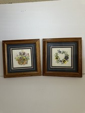 Wooden Pansy Water Painted, Set Of 2.