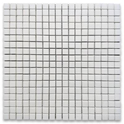 T22XH Thassos White Marble Square Grid Mosaic Tile 5/8x5/8 Honed