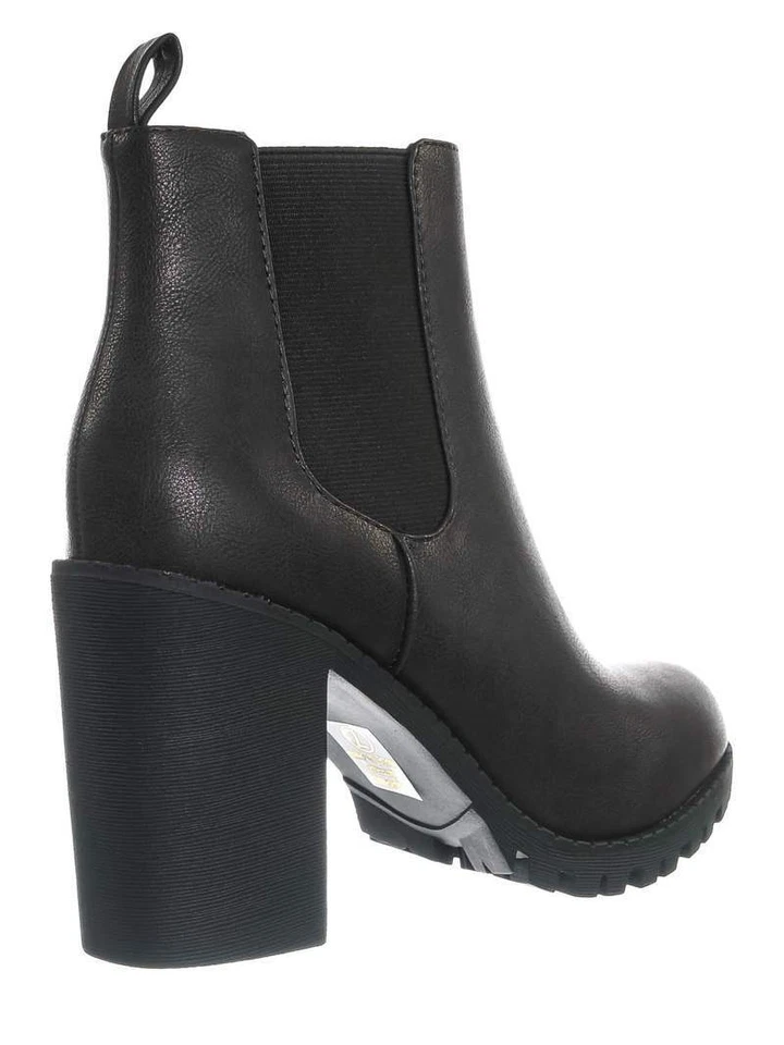 Botas de moda Soda Glove Chelsea negras con suela gruesa elástica gore tobillo ancho Foto 3 de 4