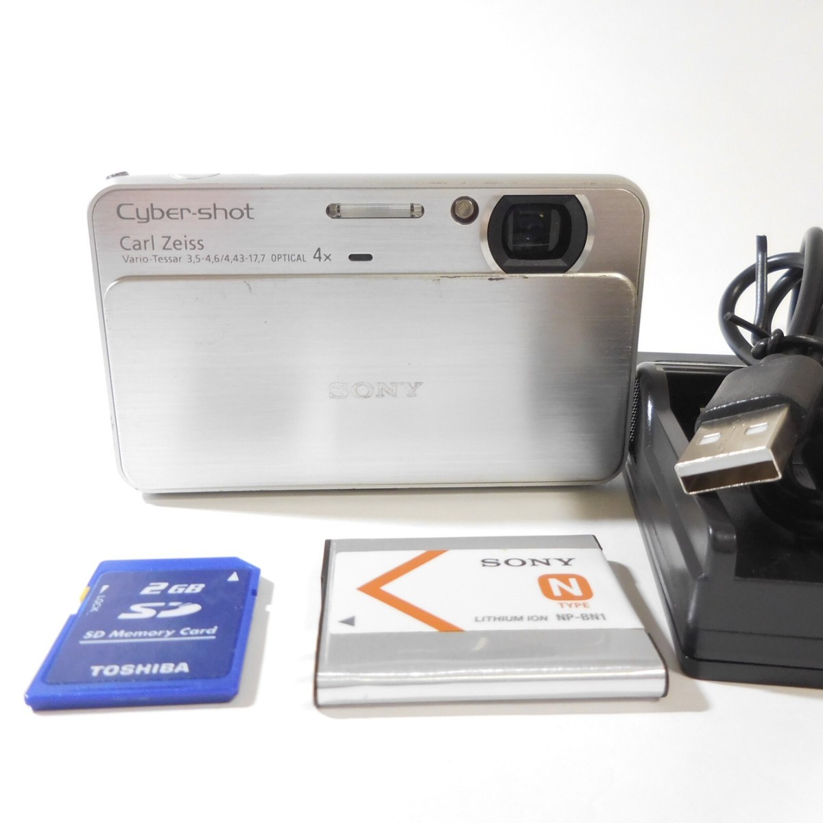 SONY Cyber Shot DSC-T99 Silver Digital Camera w/Battery Charger SD 