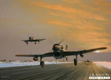 Typhoon aviation  art art post card  fighter ace Wing Commander J R Baldwin