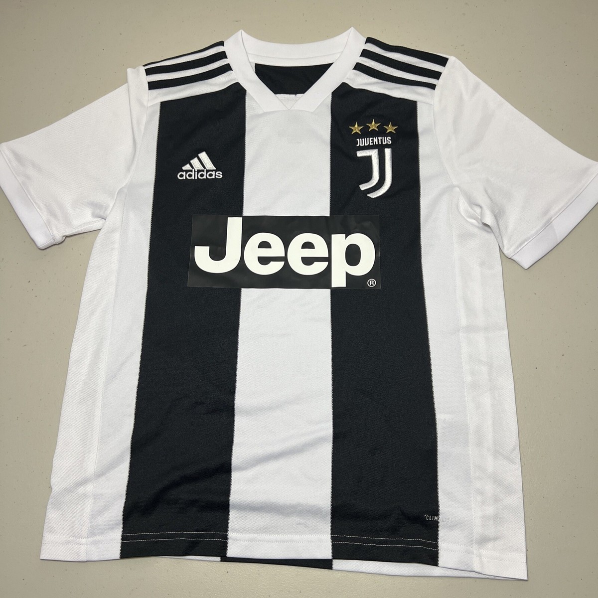 Juventus Home Jersey Adidas Soccer NWT Jeep Size L Youth /Rn