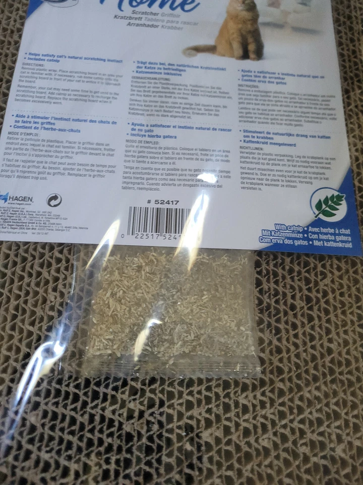 NIP Home Cardboard Cat Scratcher with Catnip Packet Hagen Kitty Training - Image 2 of 3