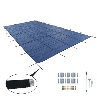Inground Pool Safety Cover For 14' x 28' For Backyard Yard  W/ Anchor Blue Mesh