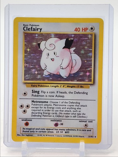CLEFAIRY 1999 POKEMON BASE SET HOLO RARE 5/102 Q3583