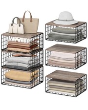 3Tier Stackable Closet Organizers and Storage, Closet Shelves Storage Bin Bas...