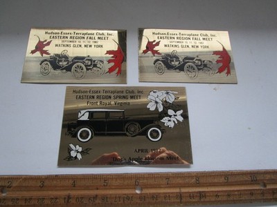 Lot Of 3 Vintage Car Show Metal Dash Plaques Classic Hudson Essex HET Club