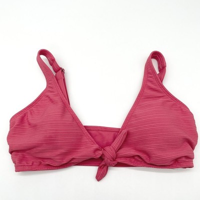Time Tru Bikini Top Womens Medium Ribbed Knot Front Beach Pool Clean Girl Summer