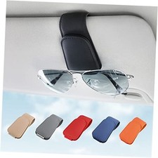 Sunglass Holder for Car Visor Sunglasses Clip Magnetic Leather Glasses 2 Black